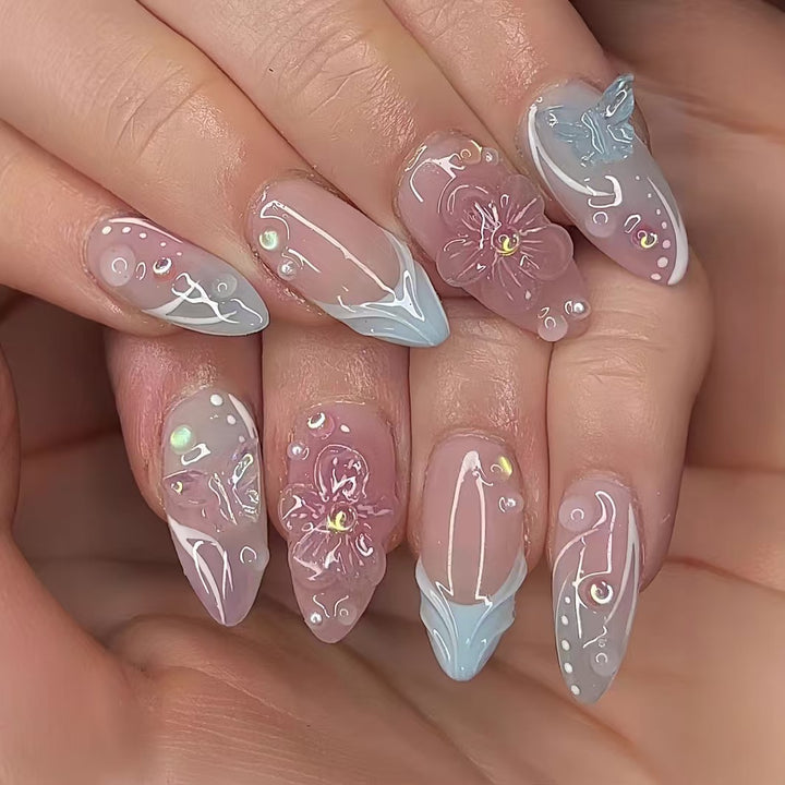 Premium Floral Art Press-On Nail Set Kalsten
