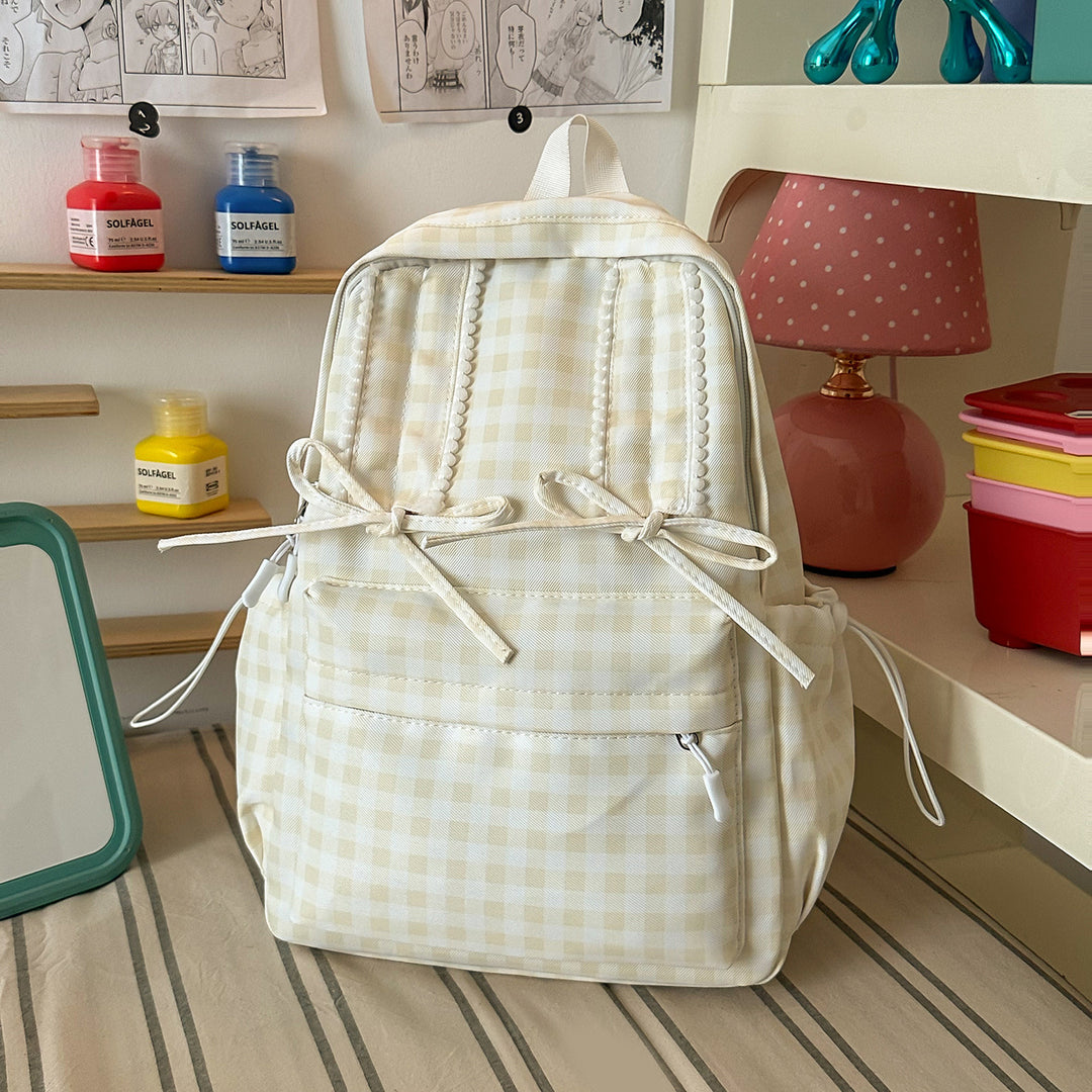 Stylish Gingham Print School Backpack Kalsten