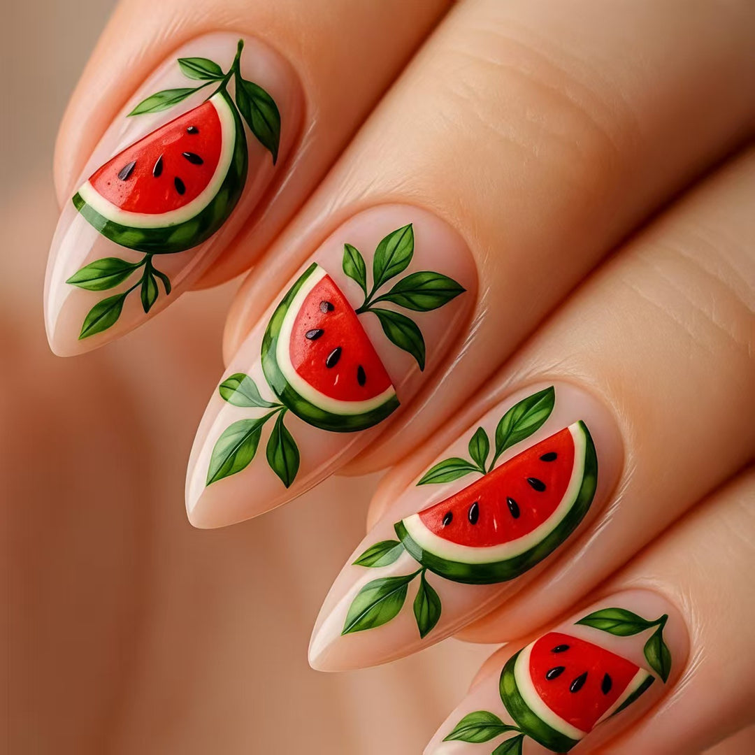 Artificial nails with cheerful melon design Kalsten