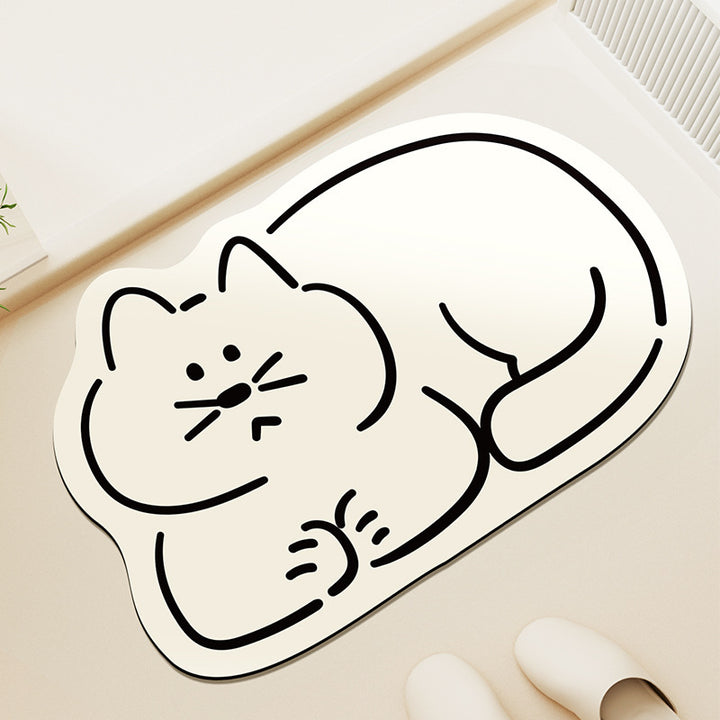 Cute Cat-Shaped Plush Bath Rug