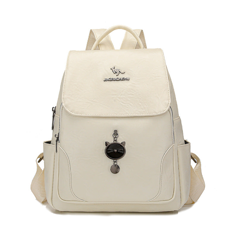 Cute Cat-Themed Leather Backpack Kalsten