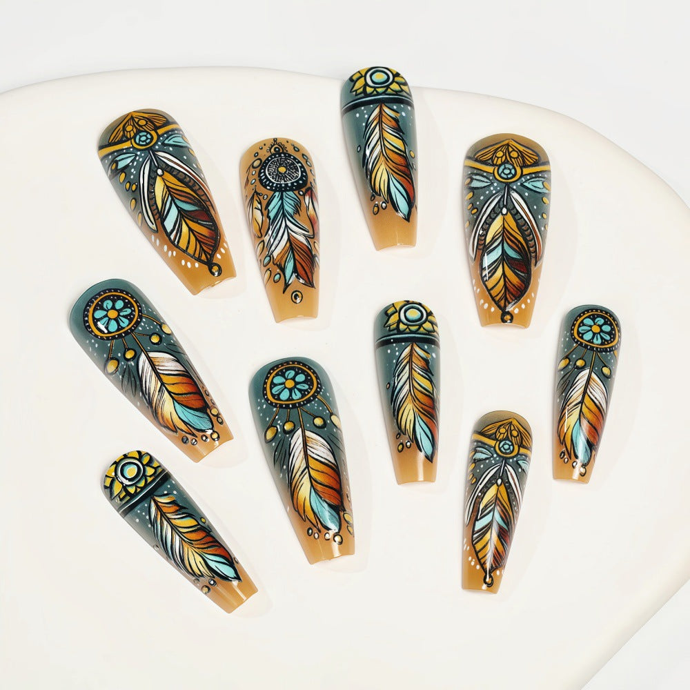 Creative feather design artificial nails Kalsten