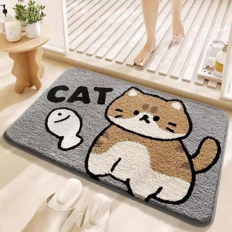 Plush Cat Theme Bath Mat