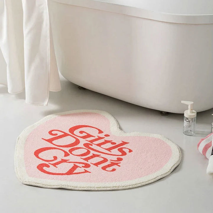 Heart-Shaped Plush Bath Mat