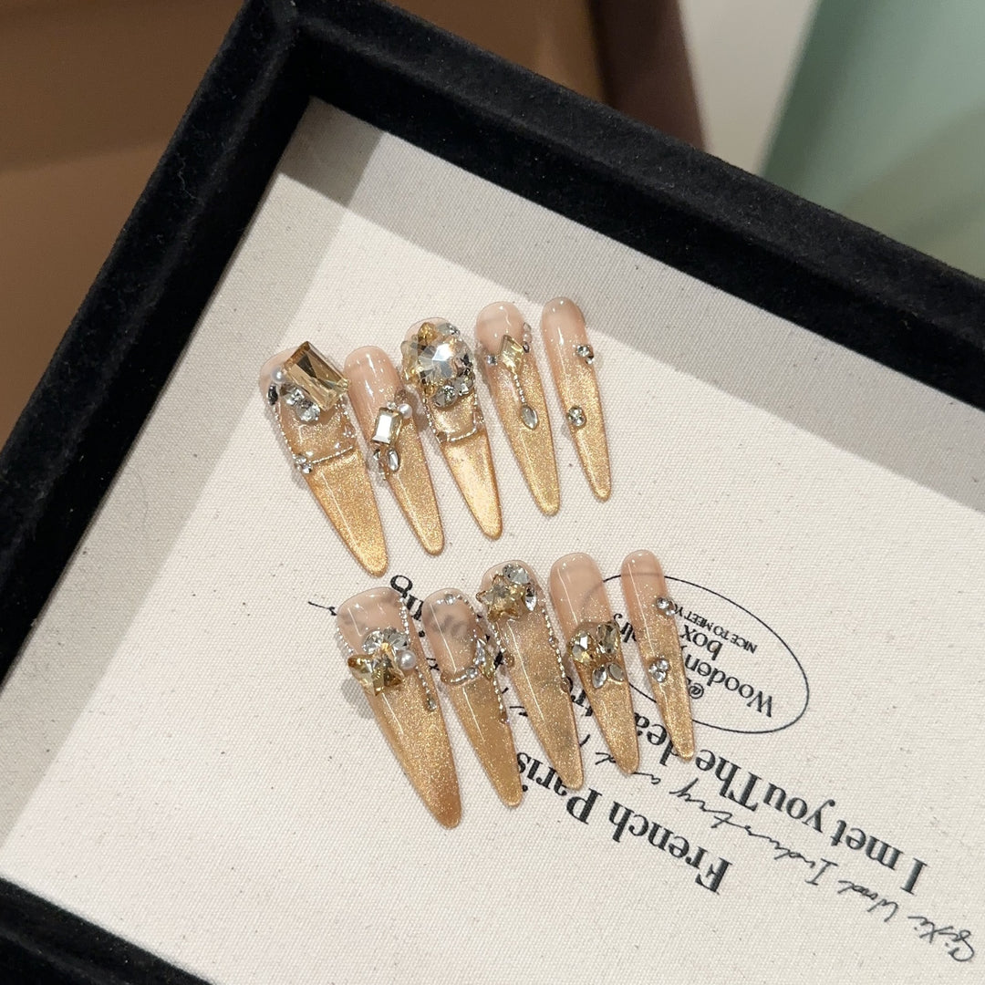 Stiletto Press-On Nail Set with Crystal Accents