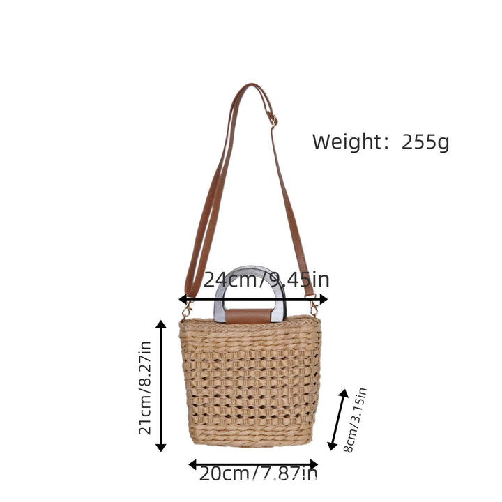 Woven natural material handbag with comfortable shoulder carrying device Kalsten