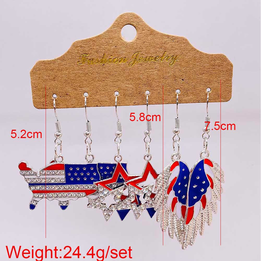 Women’s American-inspired earring set made of lightweight wood and acrylic with drop and letter charms Kalsten