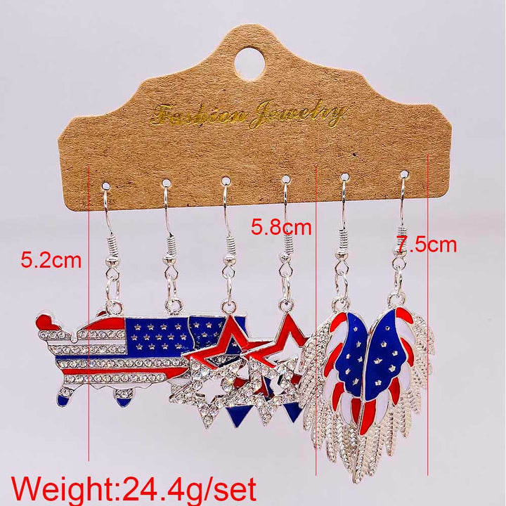 Women's nan set lightweight statement drop earrings made of wood-acrylic with hook closure and star-stripe motif Kalsten