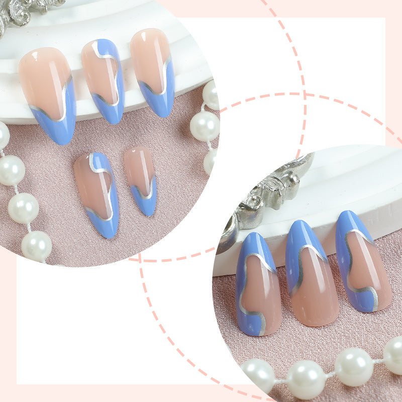 Artistic Press-On Nail Set with Modern Abstract Design kalsten