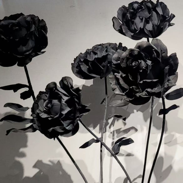 Lifelike Black Rose Decorative Sculpture