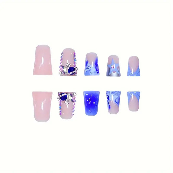 Artistic Acrylic Press-On Nail Set with Gem Accents Kalsten