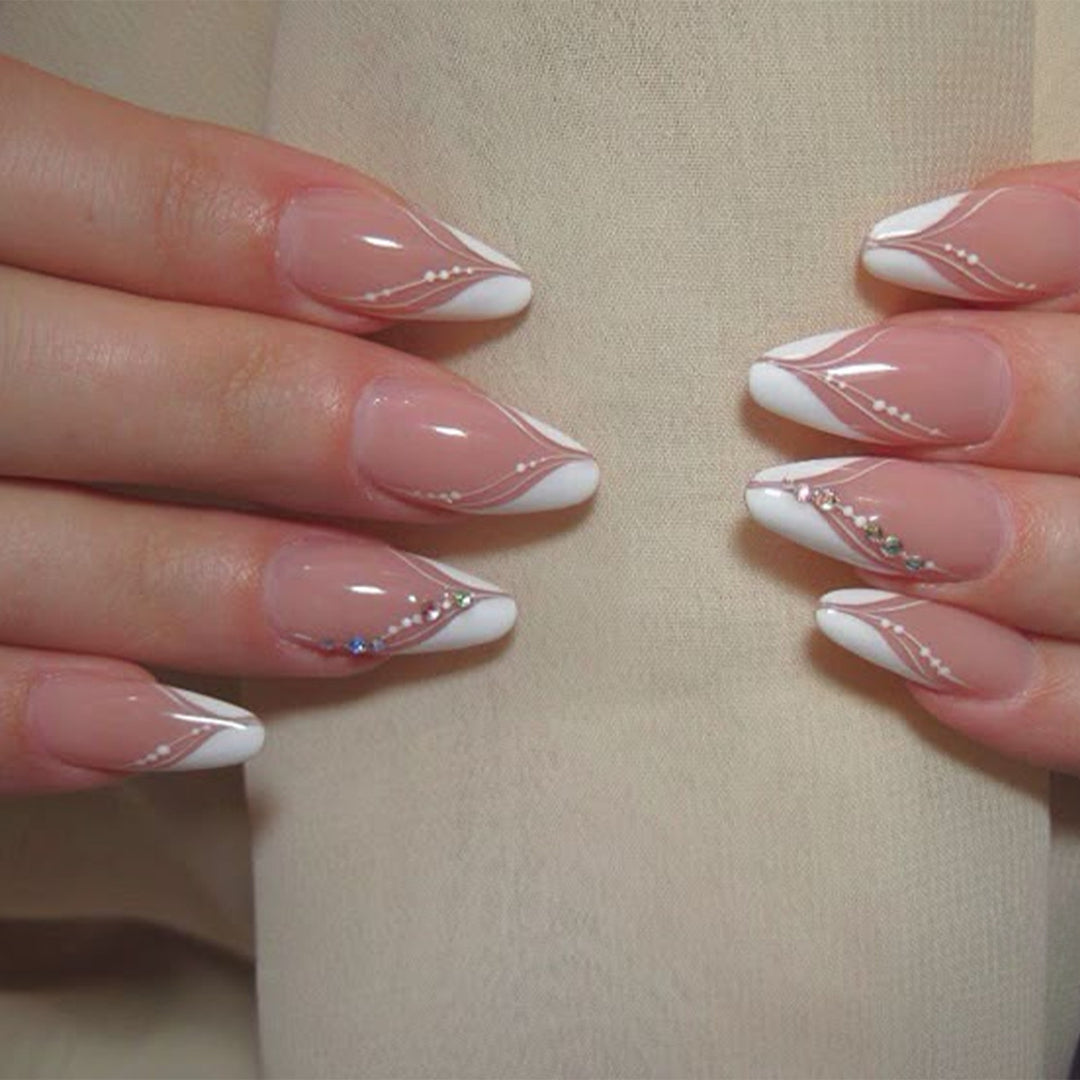 Elegant Stiletto Press-On Nails with Rhinestone Accents Kalsten