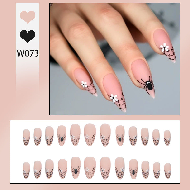 Creative artificial nails with spider web design Kalsten