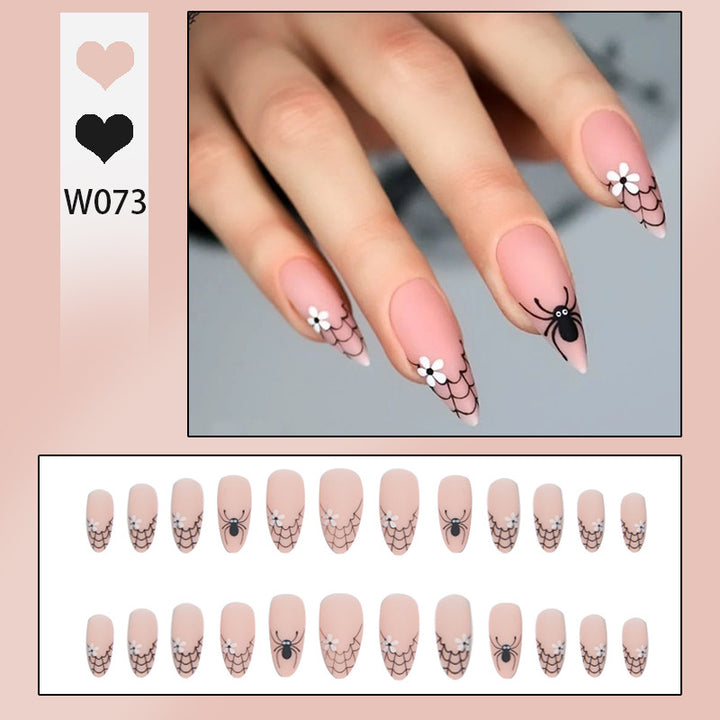 Creative artificial nails with spider web design Kalsten