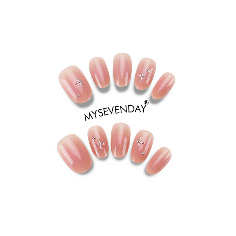 Elegant Glossy Nail Tips with Subtle Star Accents Kalsten