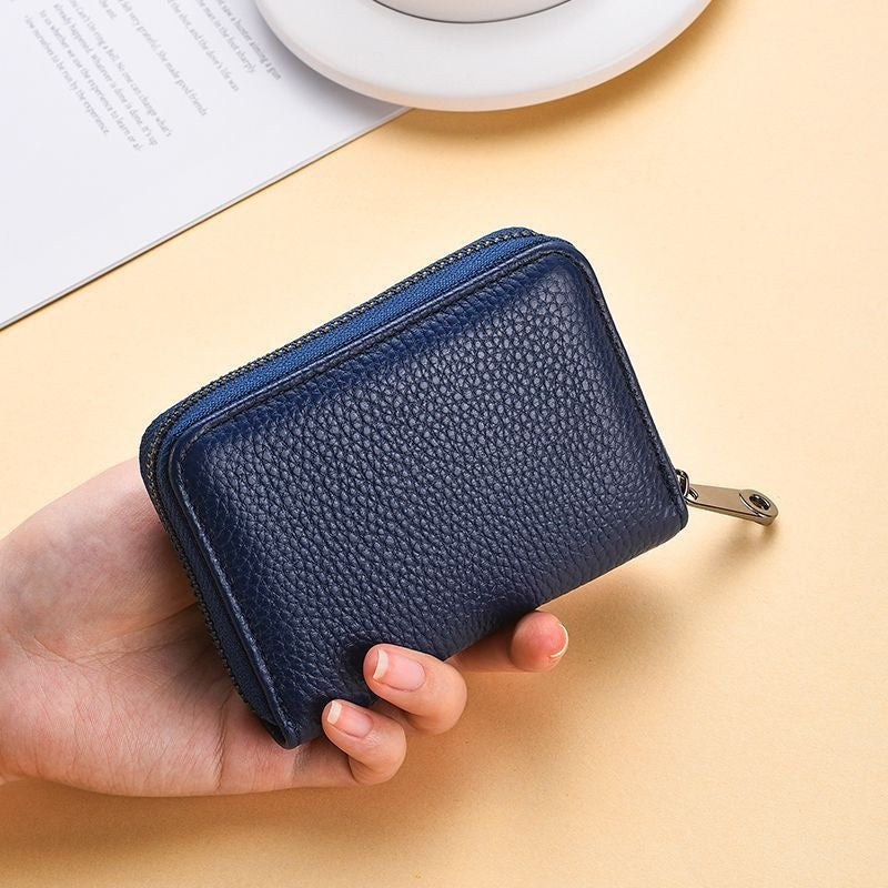 Compact Zippered Leather Wallet