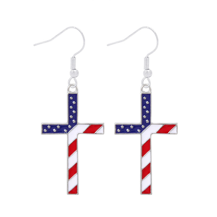 Women's star-shaped enamel earrings with USA flag motif and gold-plated fish Kalsten