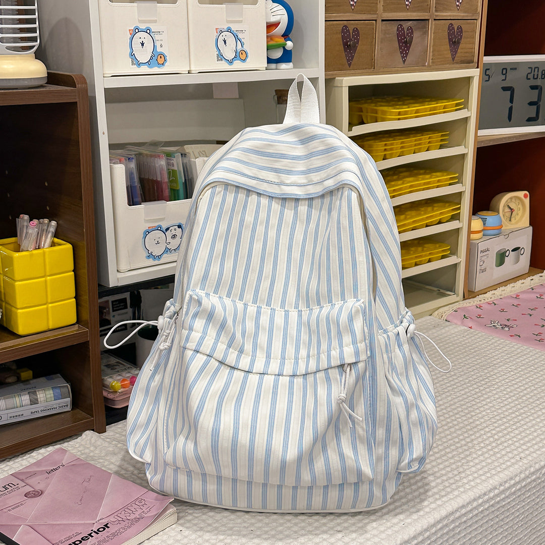 Chic Striped Canvas Backpack Kalsten