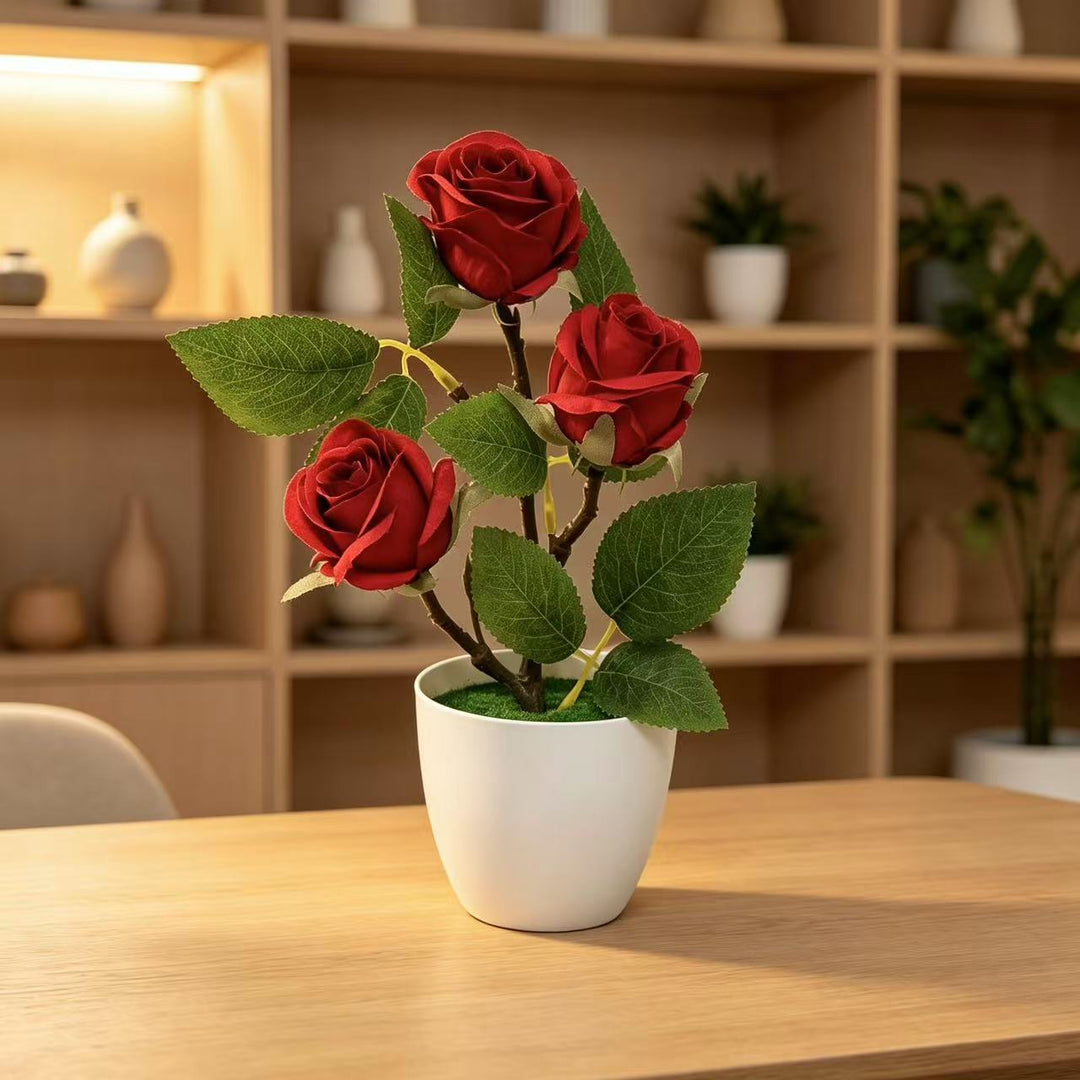 Realistic Faux Rose Plant Arrangement