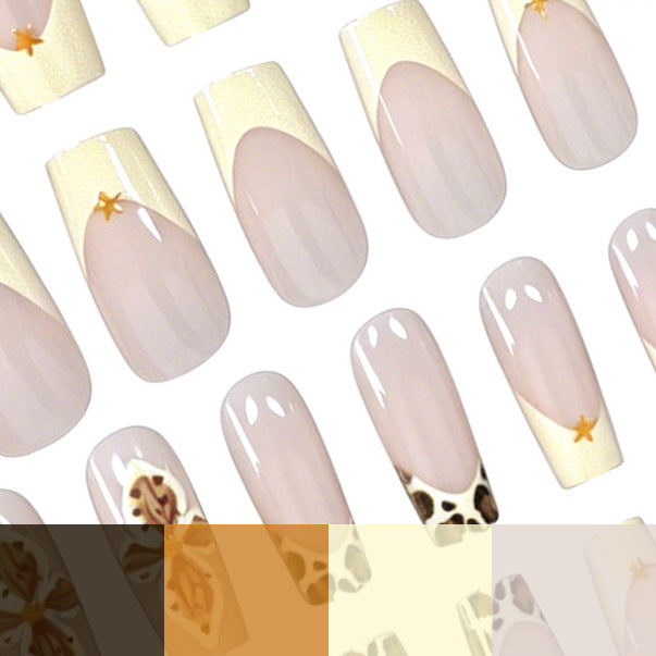 Decorative Acrylic Nail Extensions with Floral and Leopard Design Kalsten