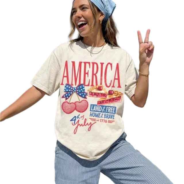 Women's nan patriotic oversized cotton graphic tee with relaxed boxy fit Kalsten
