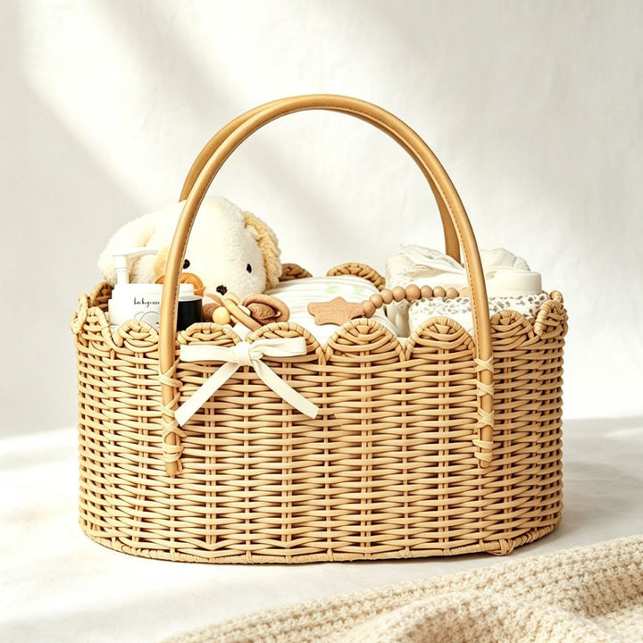 Decorative Woven Storage Basket with Scalloped Edges Kalsten
