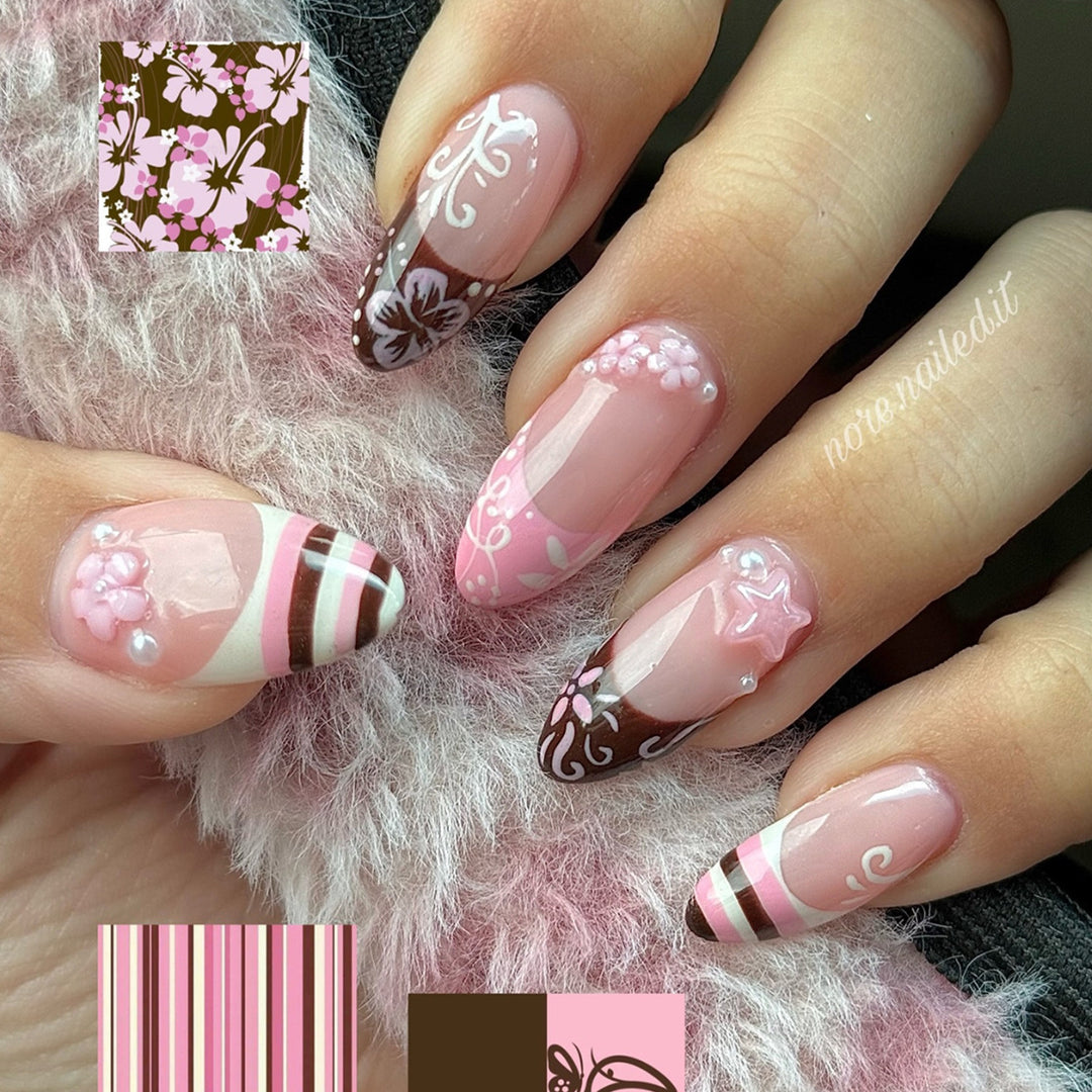 Artistic Floral Press-On Nail Tips Kalsten