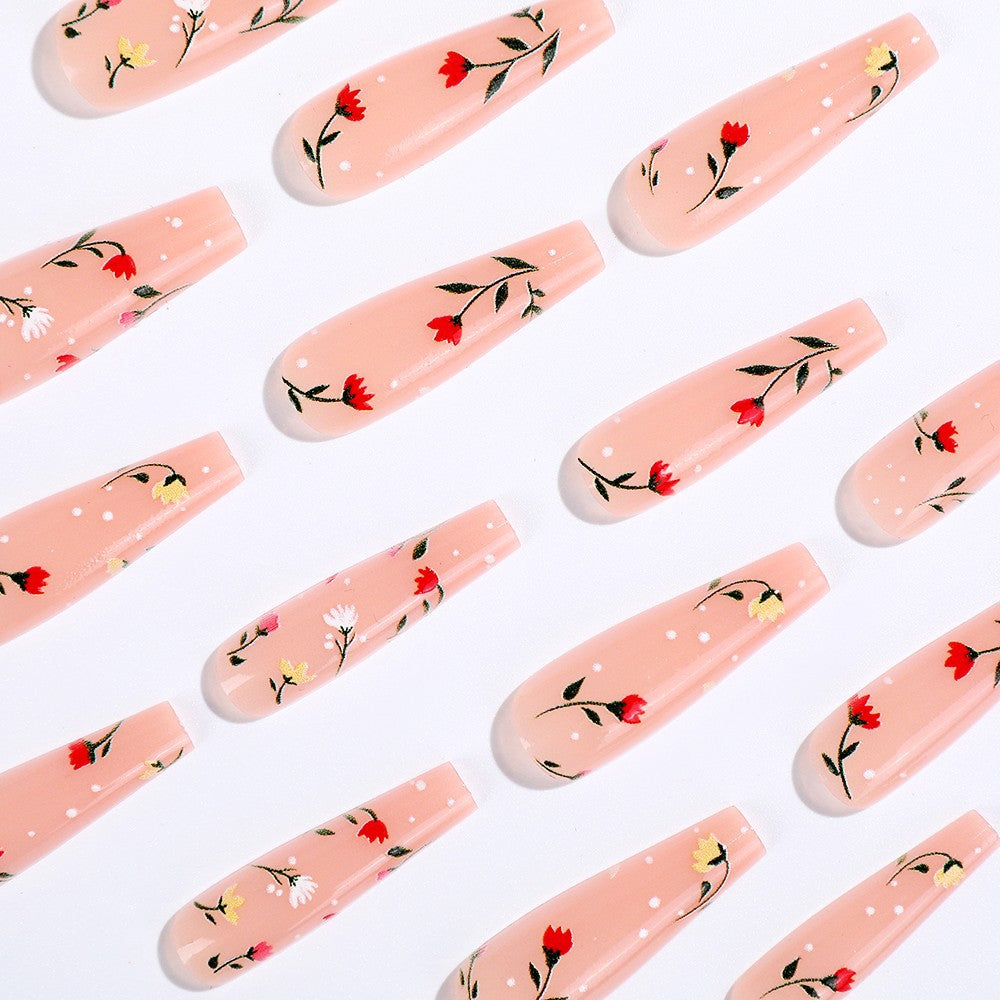 Elegant artificial nails with floral decorations Kalsten