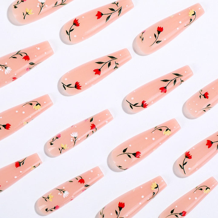 Elegant artificial nails with floral decorations Kalsten