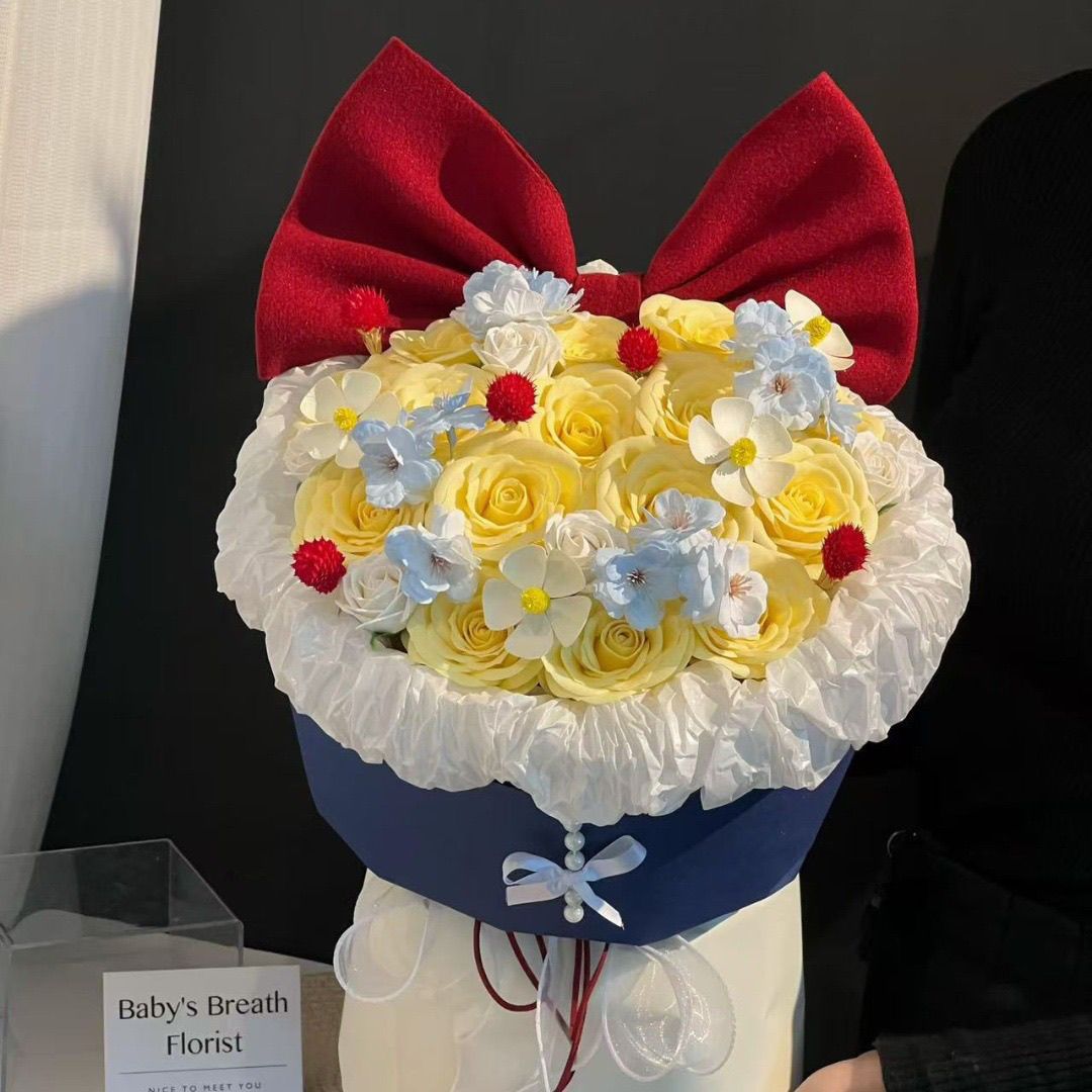 Artificial Floral Arrangement with Bow Accent