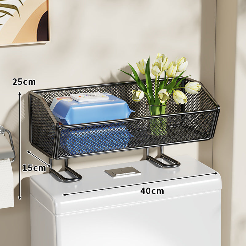 Bathroom Over-Toilet Mesh Organizer Shelf with Elevated Stand and Rust-Resistant Metal