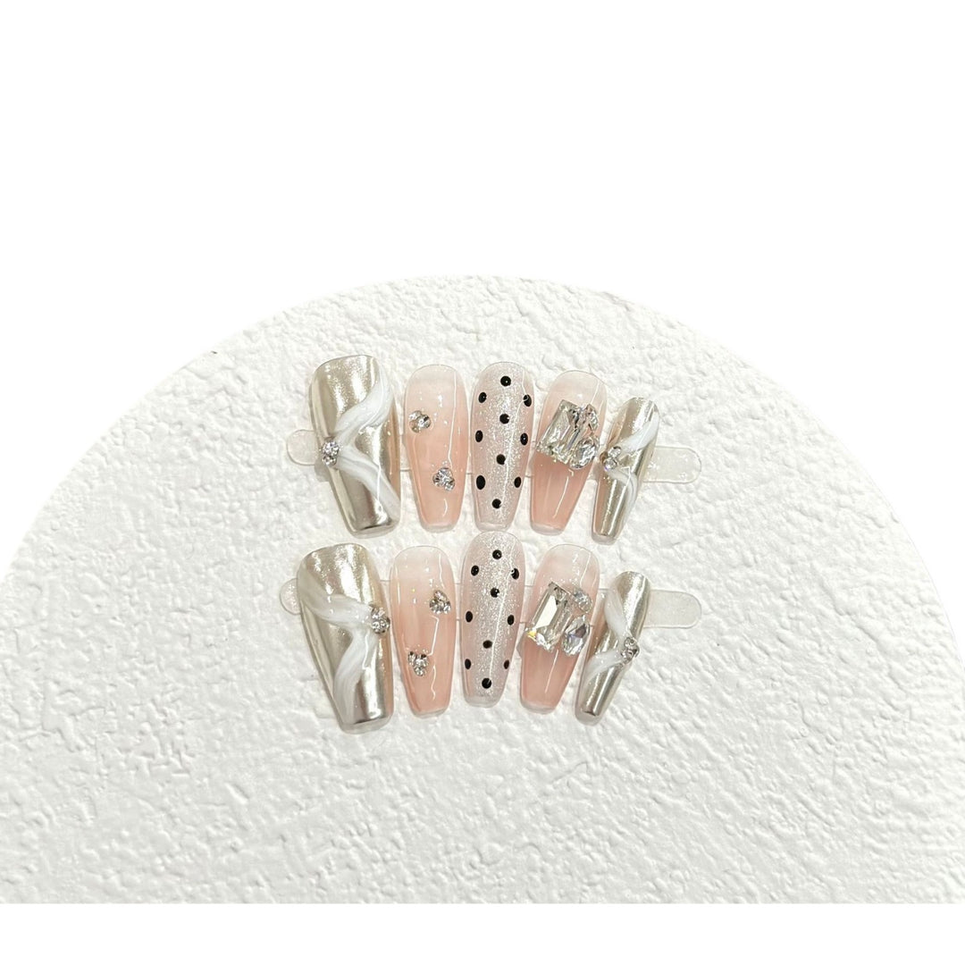 Elegant Decorative Rhinestone Press-On Nail Set