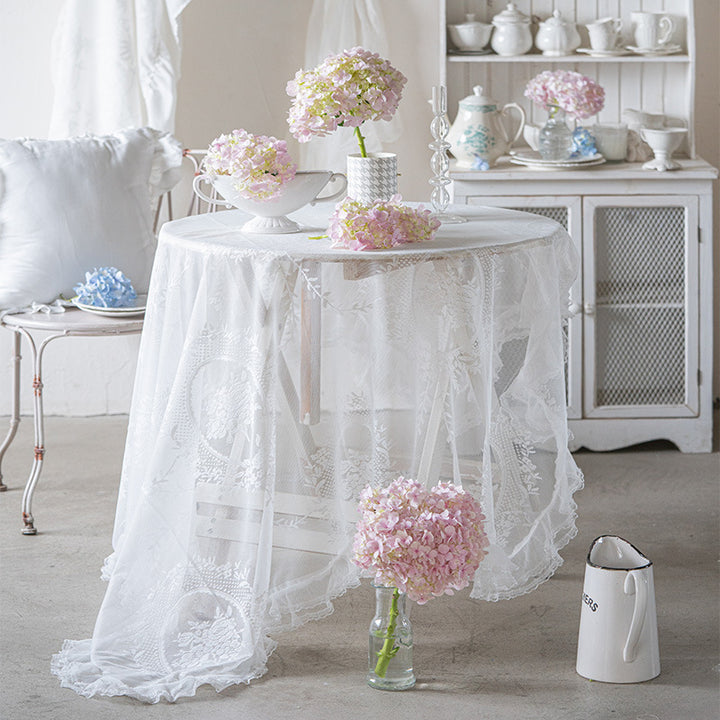 Elegant Lace Overlay Tablecloth