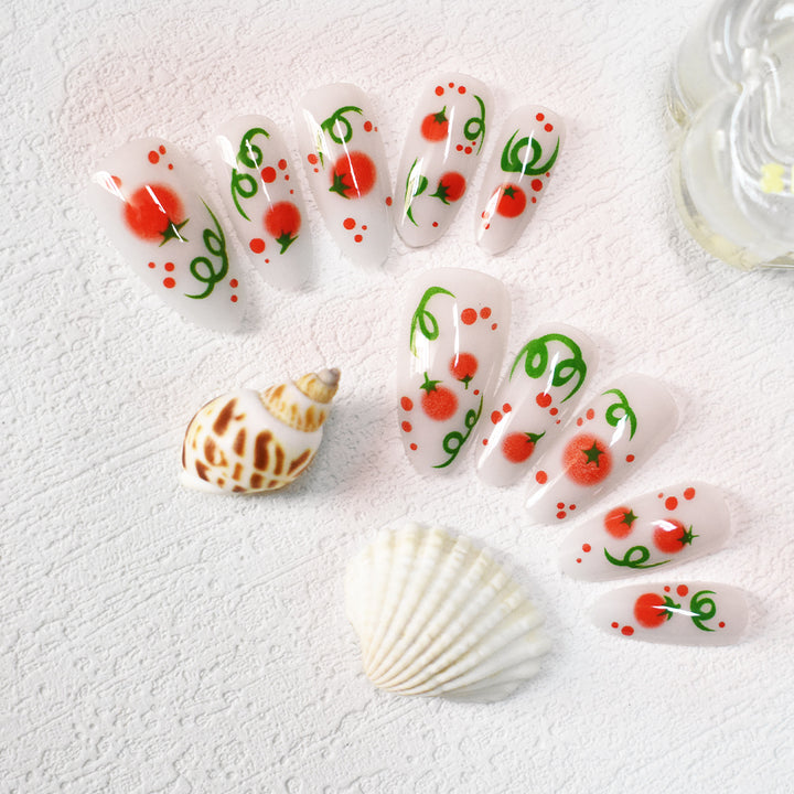 Themed Press-On Nail Art with Tomato Design Kalsten