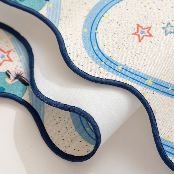 Silk scarf with wavy hem and illustrative animal carousel print Kalsten