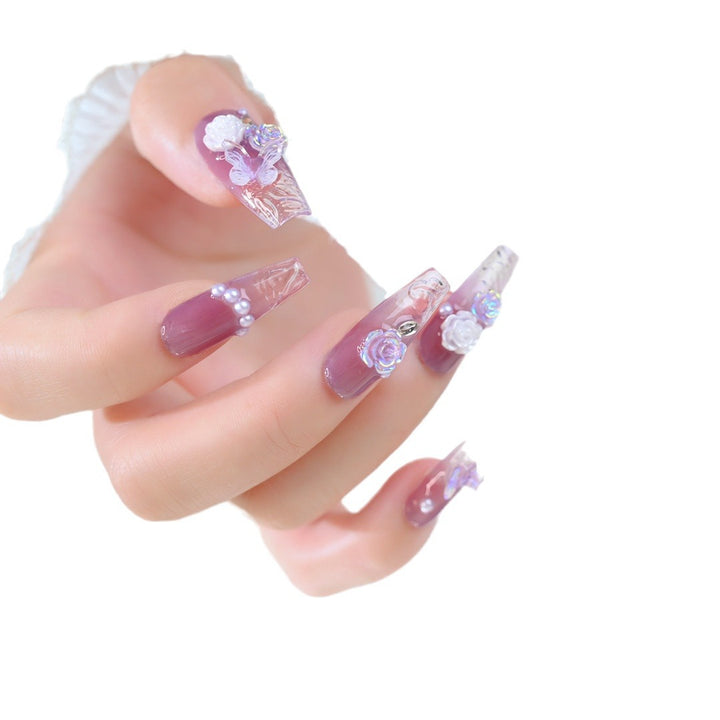 Floral Embellished Press-On Nail Set Kalsten