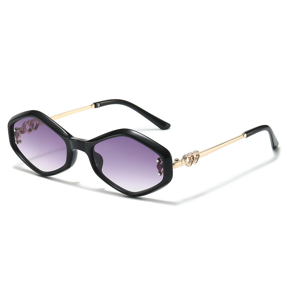 Geometric Frame Sunglasses with Rhinestone Accents Kalsten