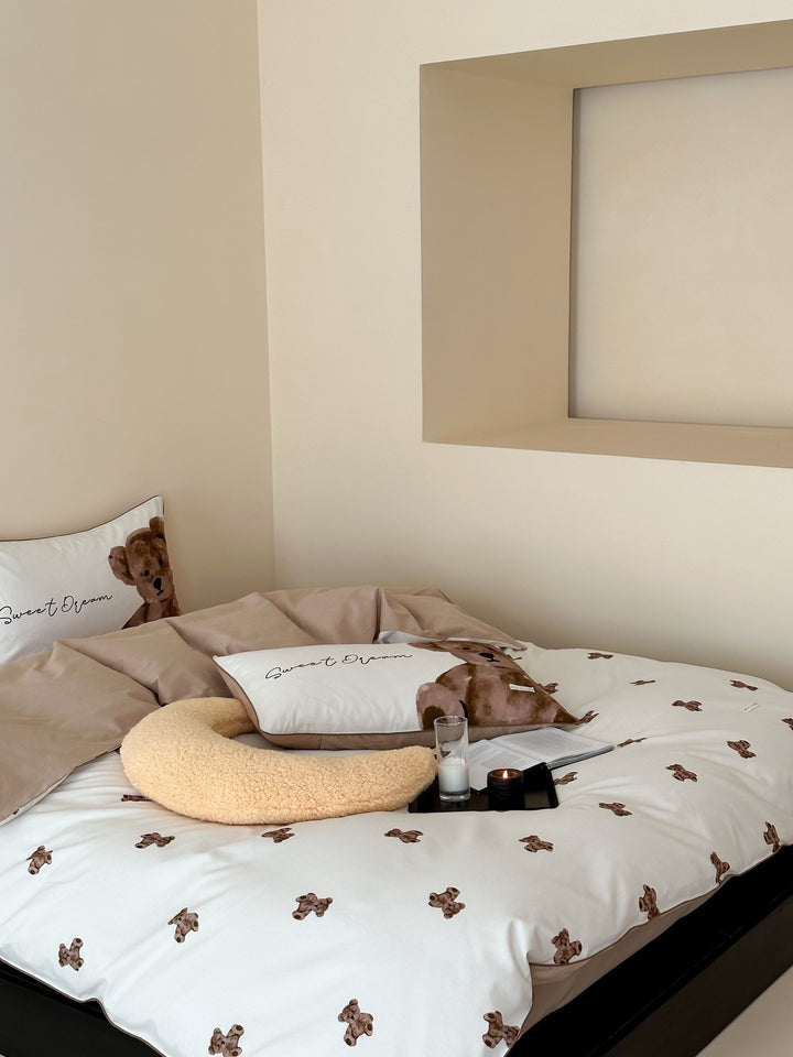 Children's bedding set with panda motif made of cotton satin and lovingly crafted appliqué