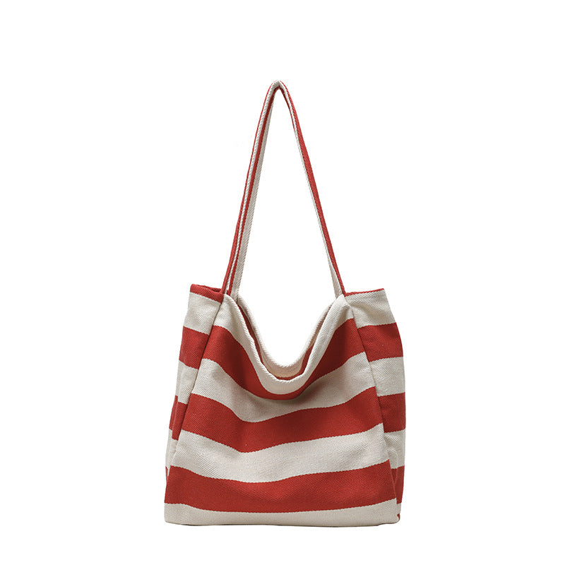Stylish Striped Shoulder Tote Bag