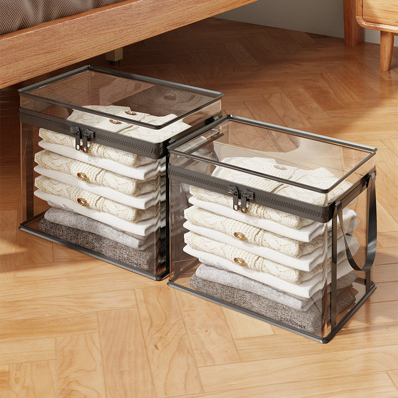 Clear Stackable Garment Storage Box with Lockable Zipper and Carry Handles