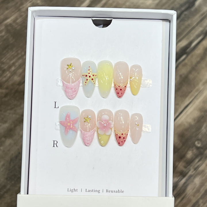 Summer-Inspired Press-On Nail Art Set Kalsten