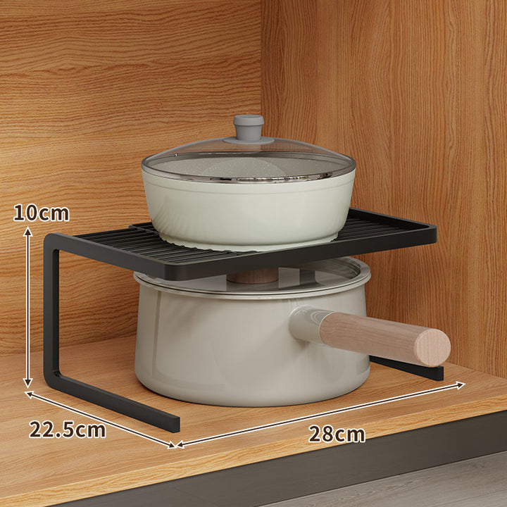 Compact Space-Saving Kitchen Countertop Pot and Pan Organizer Shelf Riser
