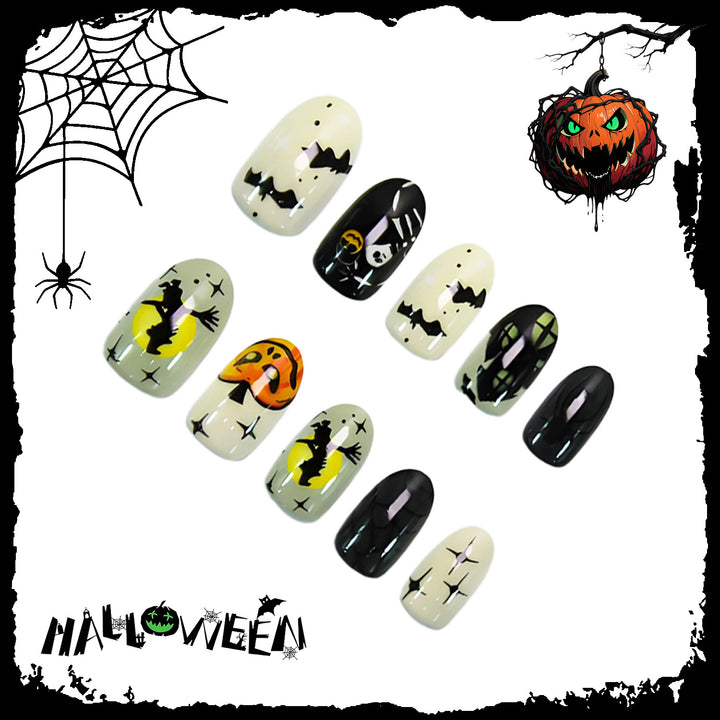 Halloween Artificial Nail Set with Creative Spooky Designs and Halloween Decorations Kalsten