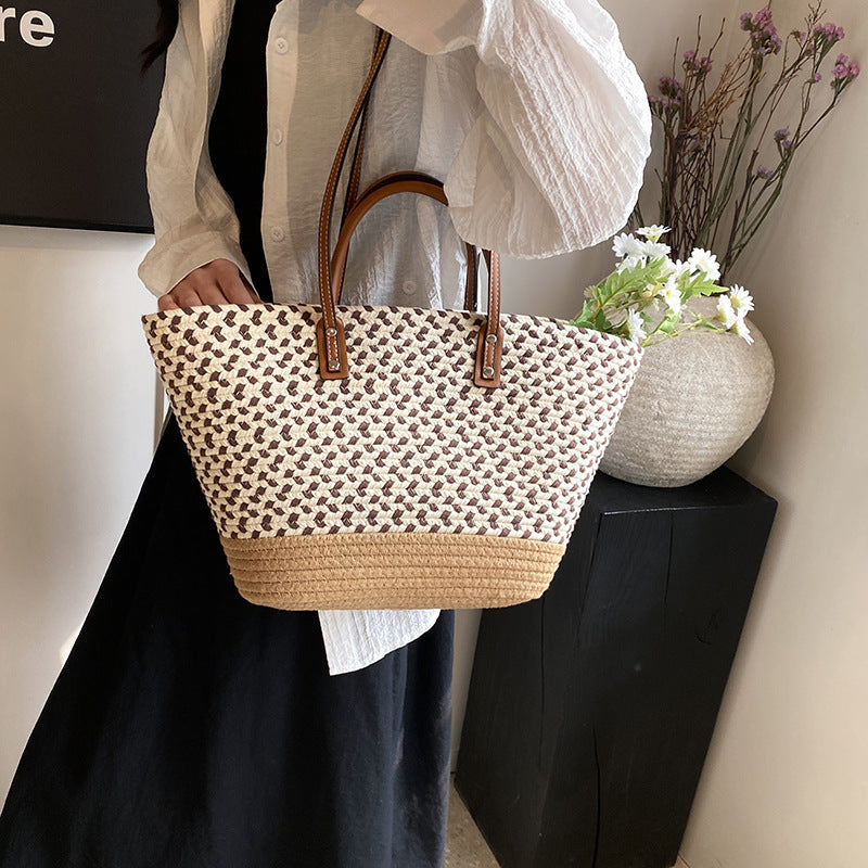 Large beach bag with faux leather handles Kalsten