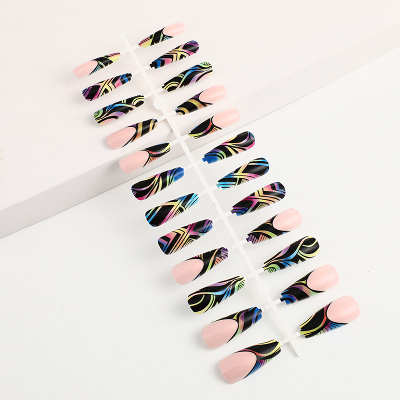 Artificial nail tips with colorful abstract design Kalsten