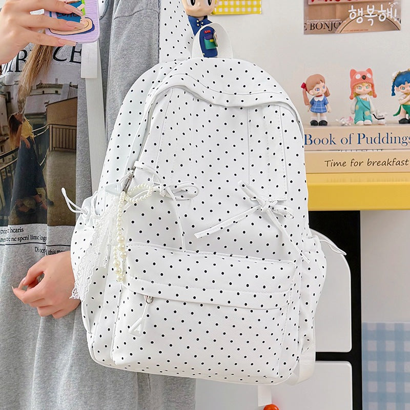 Stylish Polka Dot Patterned School Backpack Kalsten