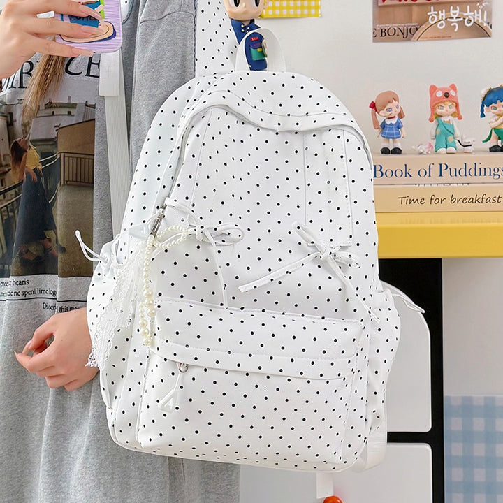 Stylish Polka Dot Patterned School Backpack Kalsten