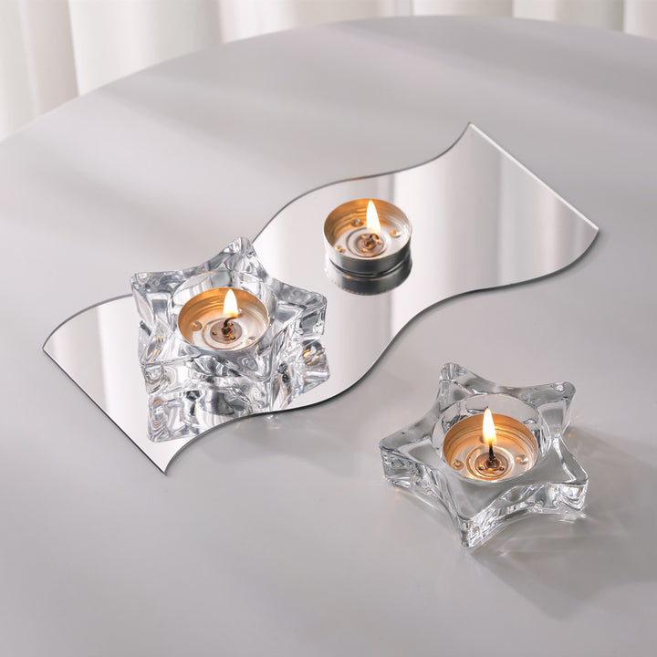 Star-Shaped Thick Crystal Glass Tealight Candle Holder Kalsten