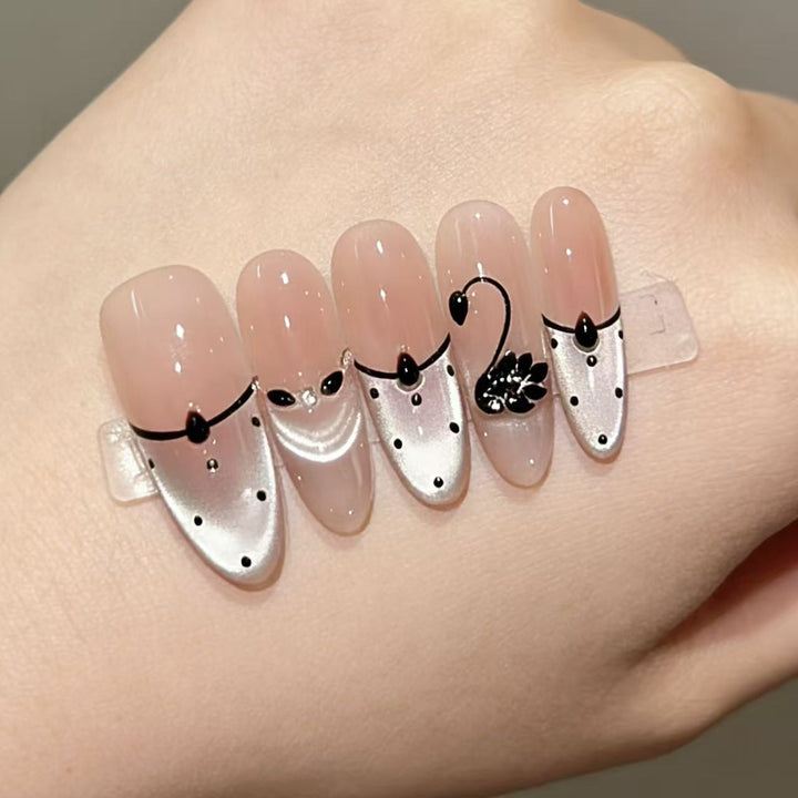 Artistic Swan-Design Press-On Nails Kalsten