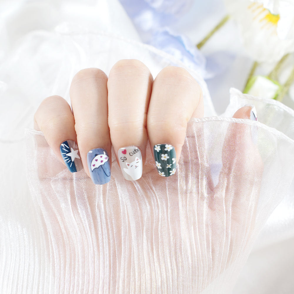 Artistic Cat-Inspired Press-On Nail Set Kalsten